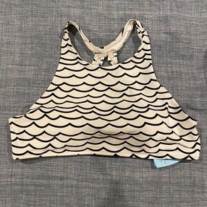 Cupshe Black White Wave Print High Neck Bikini Swim Top Bra Womens XL